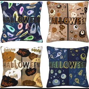 Halloween Throw Pillow Covers 18 x 18 Set of 4 Halloween Decorative Sofa Couch